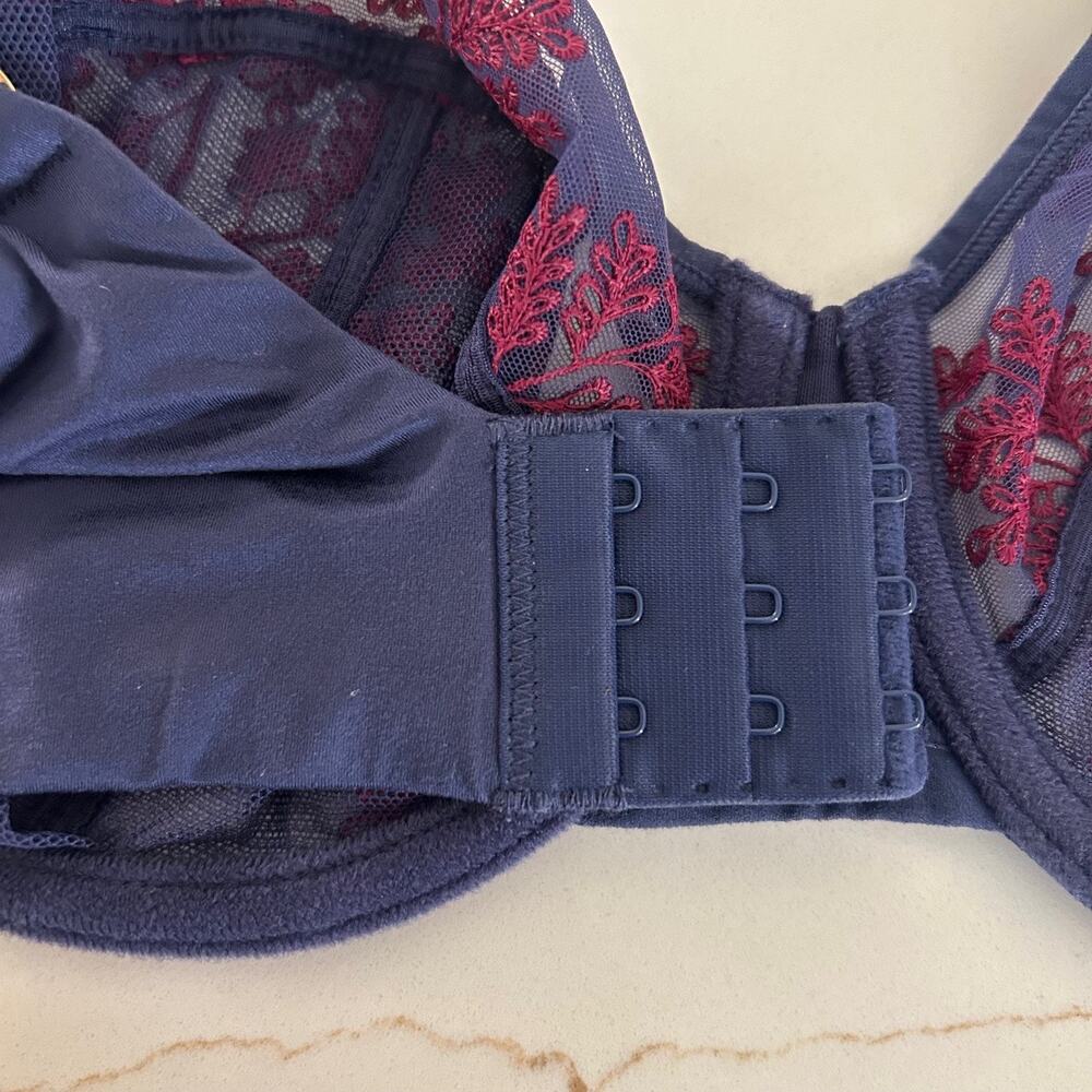 Natori Bra Womens 36D Navy Embroidered Lace Unlined Underwire Full Coverage New - Picture 11 of 11